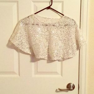 Silver pleated lace cape